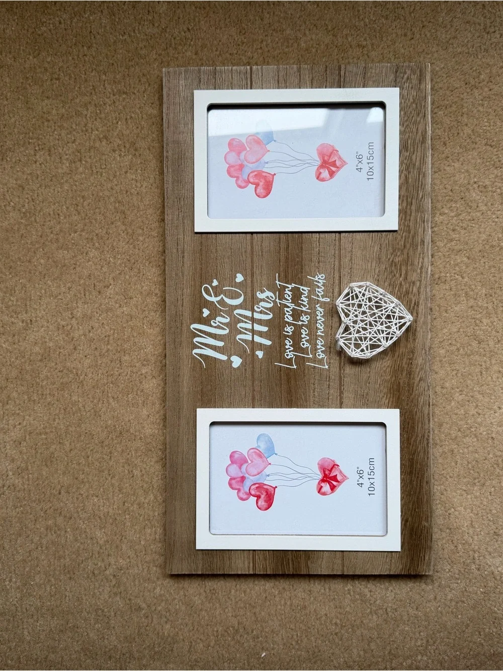Mr. & Mrs. Rustic Wood Double Photo Frame - White Accent
